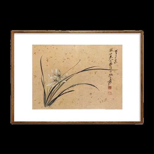 (兰花图)静兰香客厅玄关卧A室挂画艺术微喷 实木框国画