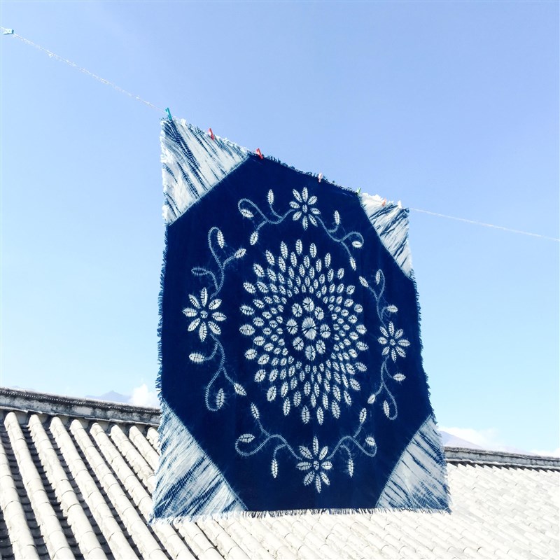 蓝续白族古法扎染桌布台布餐桌巾 纯棉桌布布艺纯天然植物染色