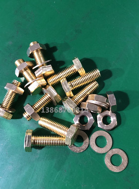 黄铜外六角螺丝钉全铜六角头螺栓铜螺丝M5/M6/M8/M10 铜螺丝M8*25
