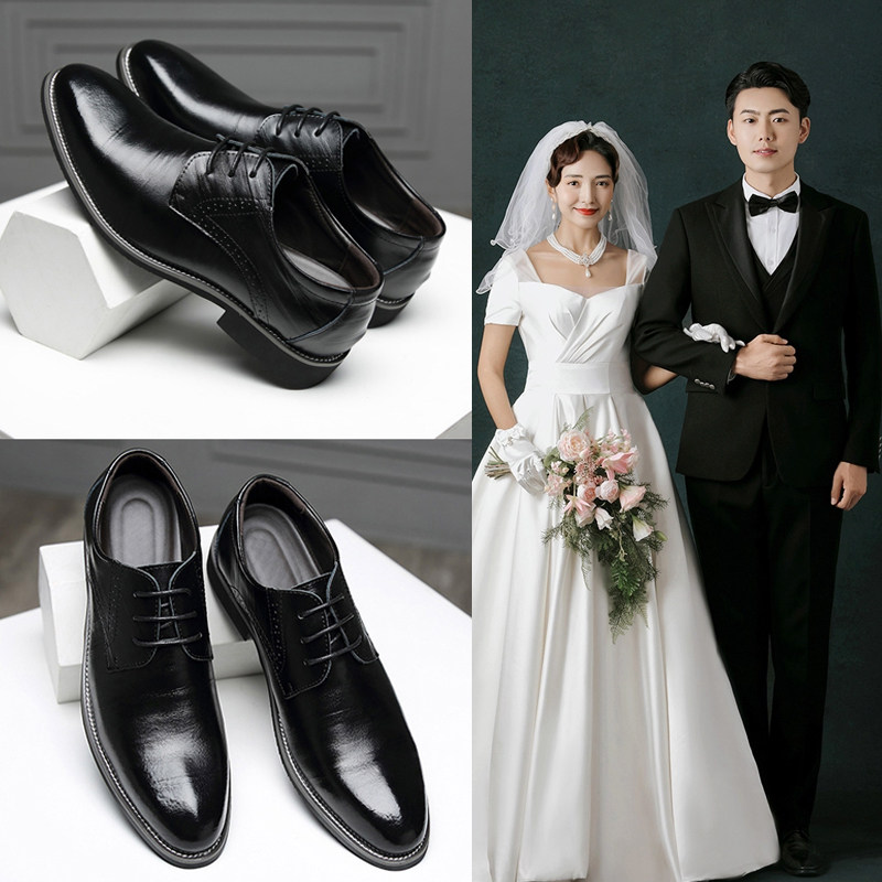 2021新郎结婚拍婚纱照礼鞋韩版冬天英伦商务休闲皮鞋男士西装伴郎