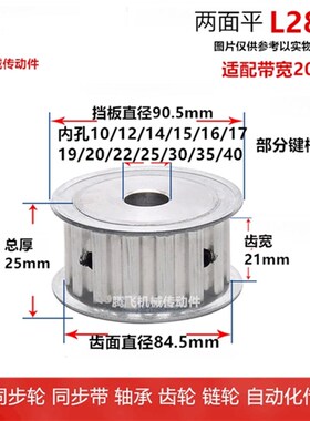 21宽 /075 AF 铝同步轮 L28齿 28T 精车内孔12-40 同步带轮 皮带