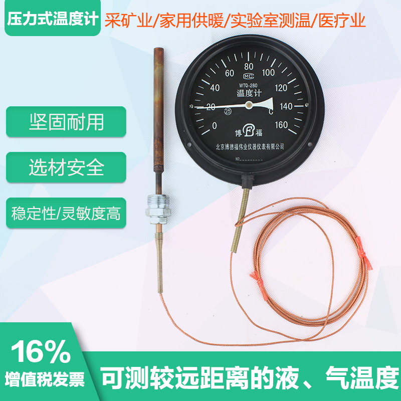 WTQ/WTZ-280压力式温度计锅炉浴池远传测温仪指针温度表油温水温