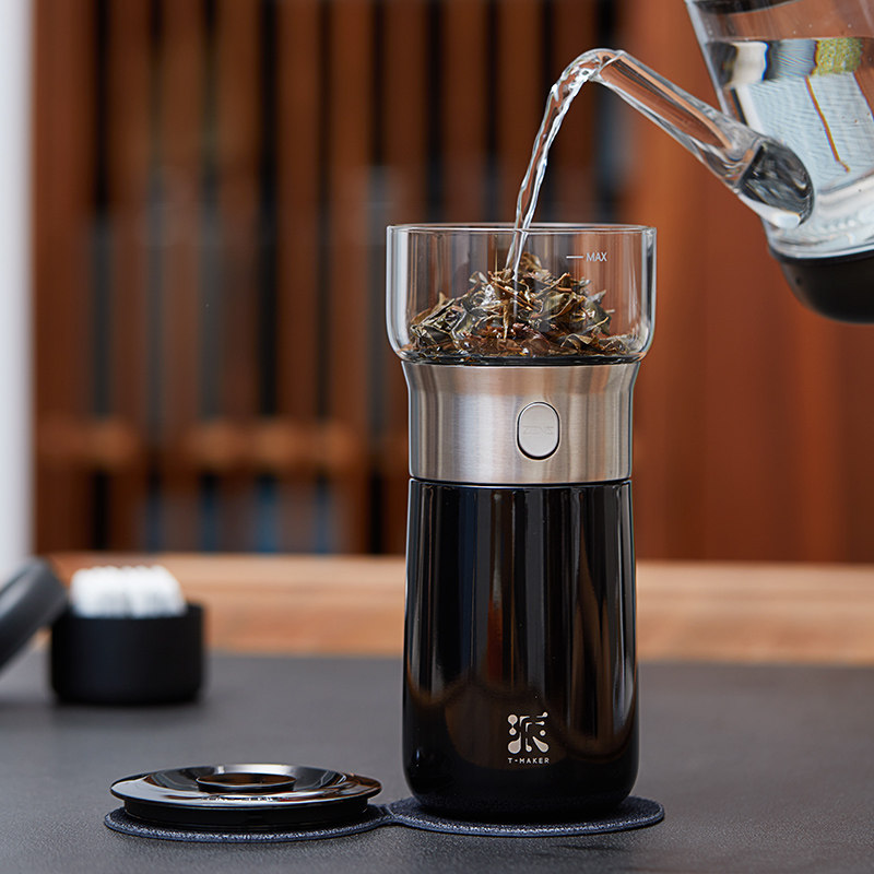 哲品派杯单人玻璃泡茶杯茶水分离保D温杯户外露营旅行功夫茶具套