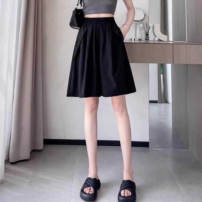 冰丝运动速干短裤女款夏季2024新款中裤宽松显瘦五分阔腿a字裙裤