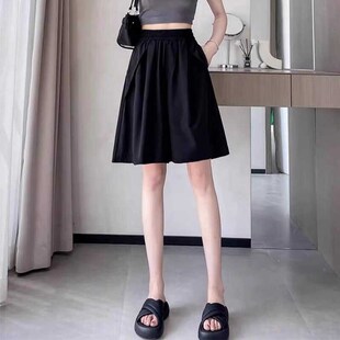 冰丝运动速干短裤女款夏季2024新款中裤宽松显瘦五分阔腿a字裙裤