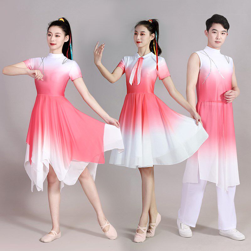 现代舞演出服装女连衣裙青春快板开场舞中学生合唱伴舞蹈表演红色