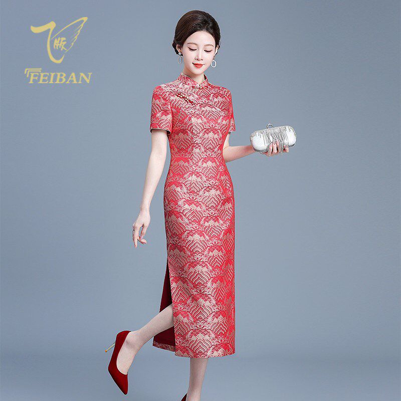 2025新款妈妈婚礼气质礼服春喜婆婆婚宴装高贵显瘦连衣裙平时可穿