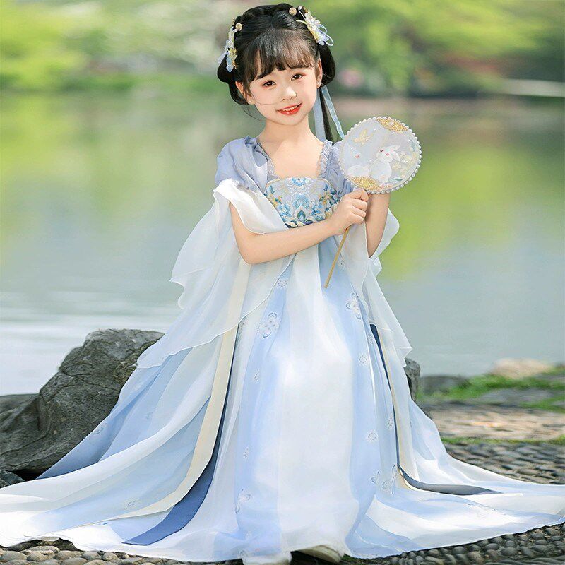 汉服女童夏装短袖古风2025新款儿童古装连衣裙夏季超仙夏款公主裙