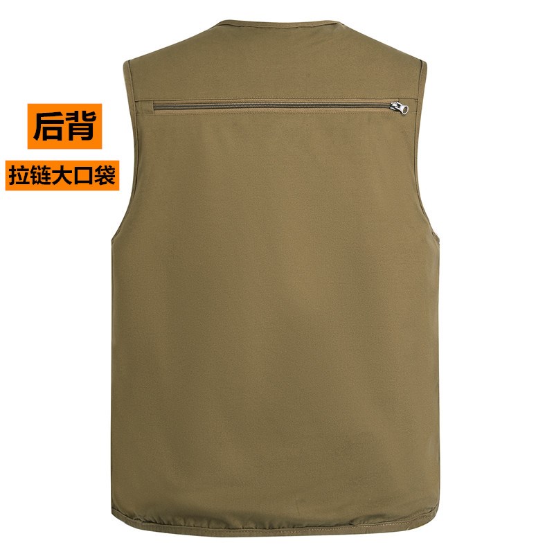 春秋小帆布马甲男士中老人马夹坎肩多兜大口袋T摄影摄影多功能