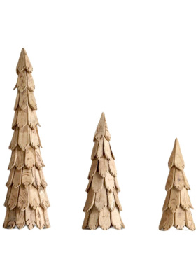 侘寂风木片松树耶诞树装饰大型实木落地摆件民宿玄关软Z装造景摆