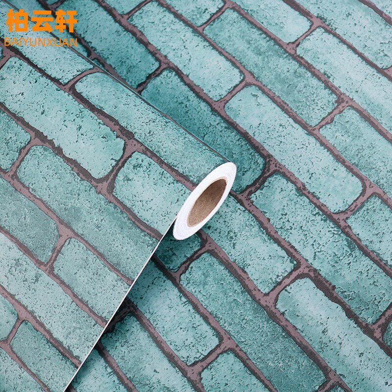 加厚砖纹墙纸 自粘防水背景墙壁纸防潮厨房玄关砖块V砖头墙贴50米