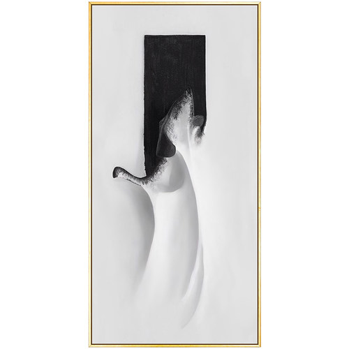 现代简约玄关装饰画入户挂画客厅竖版抽象极M简黑白过道走廊墙壁