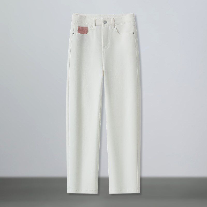 白色纯棉烟管牛仔裤女2025夏季薄款高腰显瘦小个子休闲直筒九分裤