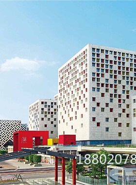 广东市政工程 U型铝方通幕墙 红色造型H铝单板外墙 红色铝窗花案