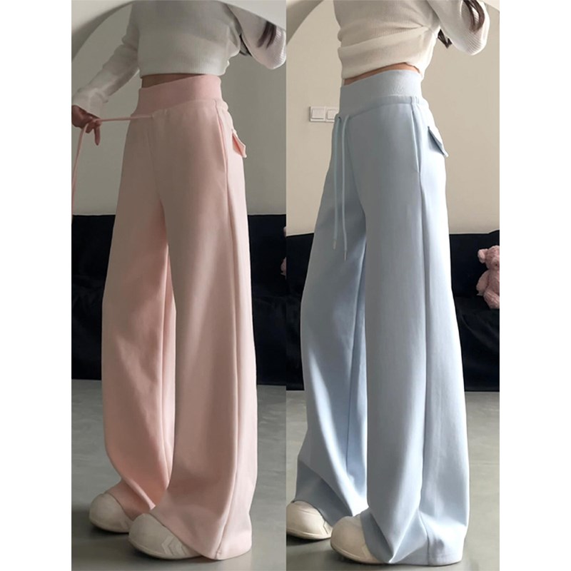 特大码胖mm粉色运动卫裤女2025新款裤子慵懒松弛感宽松显瘦休闲裤
