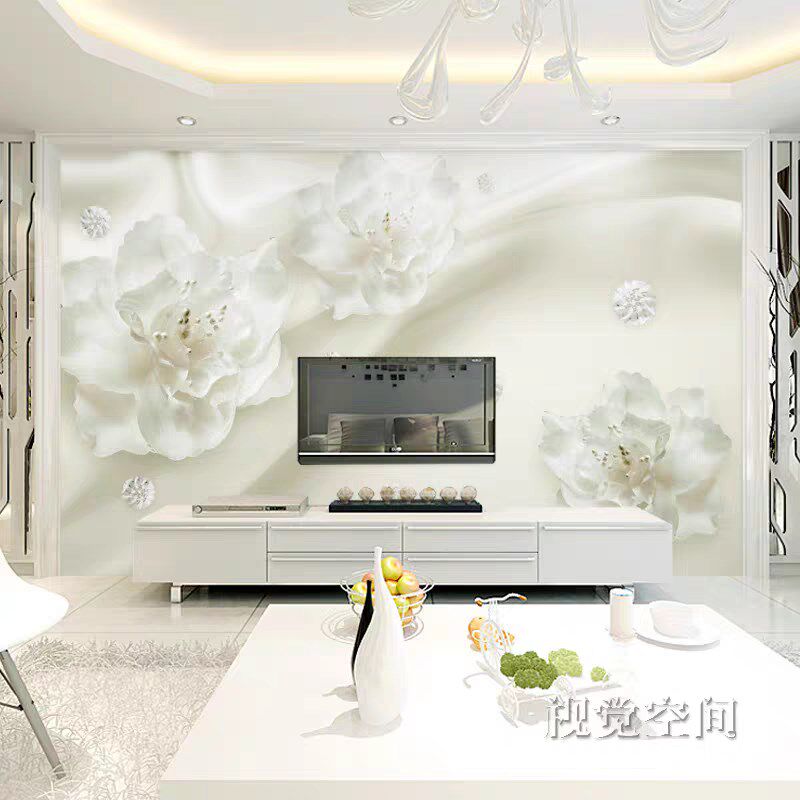 网红2024新款电视背景墙壁纸壁画卧室墙纸客N厅影视墙布花朵壁布8