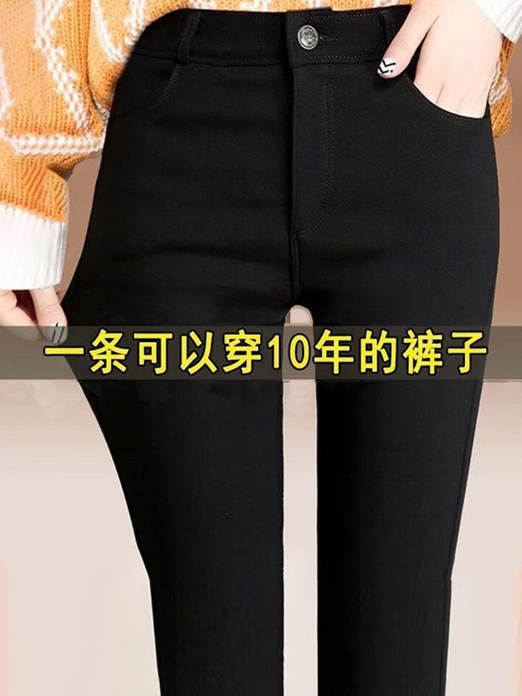 黑色内搭裤女秋冬外穿加绒高腰紧身小个子魔术小黑裤小脚铅笔裤子