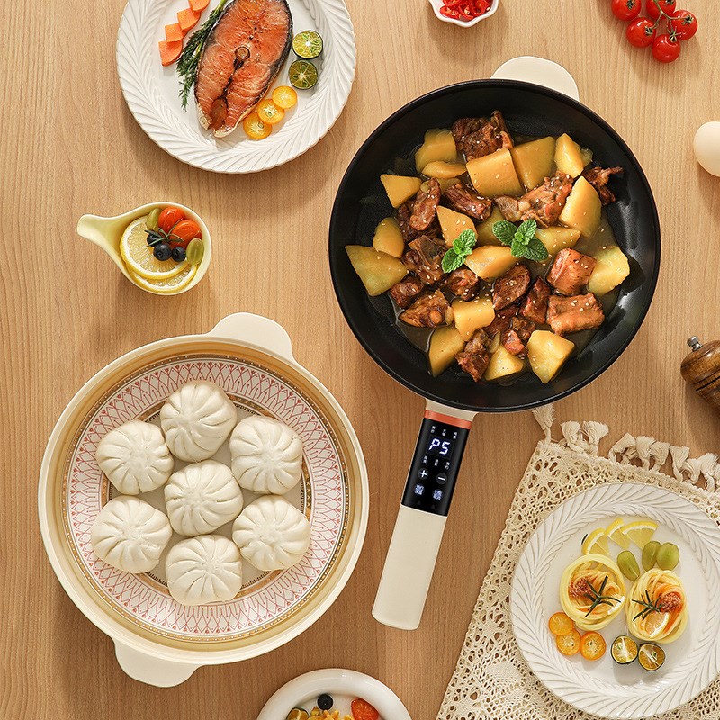 电炒锅家用便捷式多用途一体智能A炒菜煮面烧饭焖汤带手柄防烫防