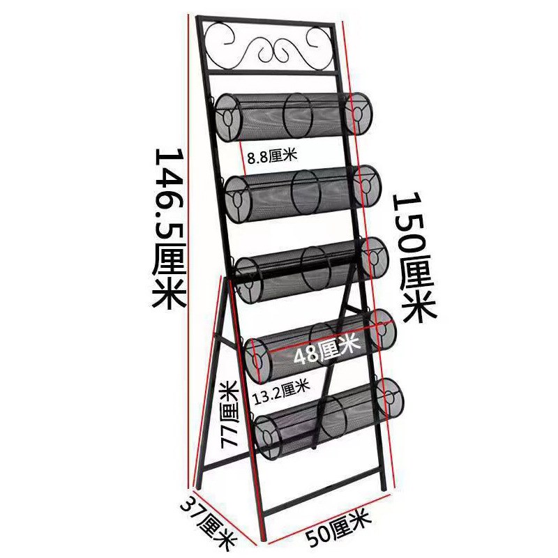 新款收纳铁艺落地单面五层u头箍架头扣发箍首饰展示架 发箍展示架