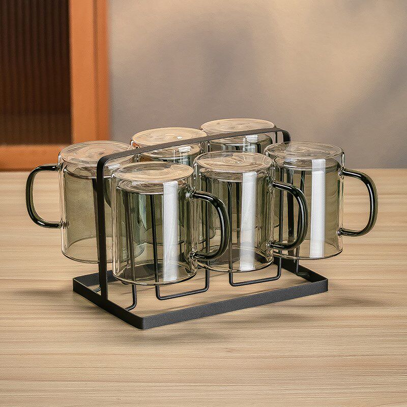 高颜值双层玻璃咖啡杯耐高温加厚水杯拿铁防N烫透明茶杯带把手杯