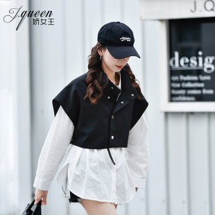 短款立领夹克外套女2024夏季新款小众设计感小个子斗篷披肩小马甲