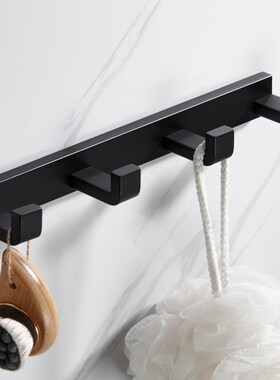 枪灰色免打孔挂衣钩卫生间门后玄关不锈钢衣帽钩R浴室黑色毛巾排