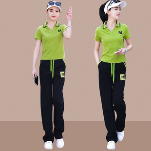 2025夏新款女士短袖长裤运动服套装休闲时尚两件套小个子洋气时髦