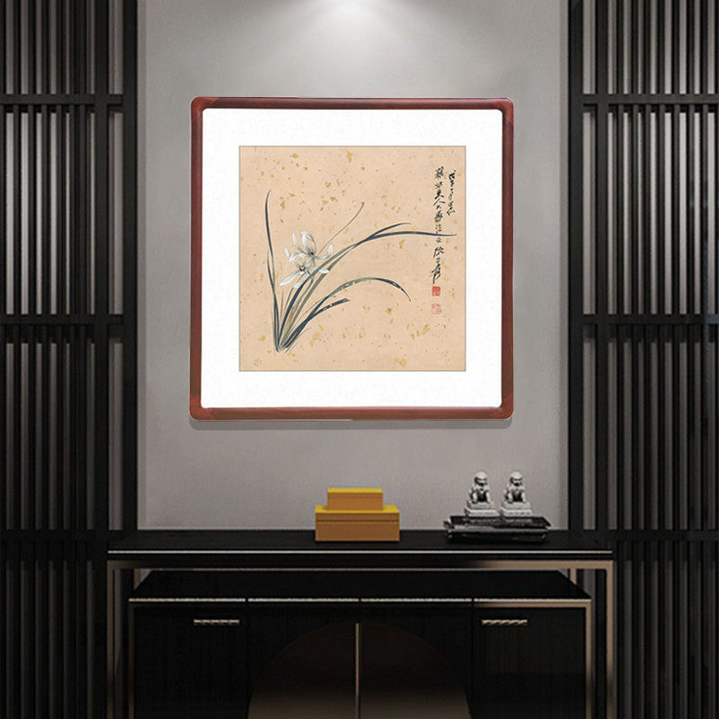 国画写意水墨画中式客厅装饰画办公室玄关壁画卧室挂画张大千兰花