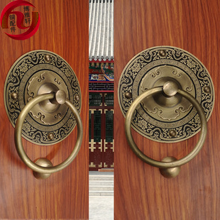 纯铜门拉手门环仿古木门把手农村老式大门拉环铜门环W中式兽头单