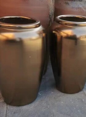 陶瓷落地大号金属色酒店别墅样板间售楼部轻奢插花瓶摆件陶罐