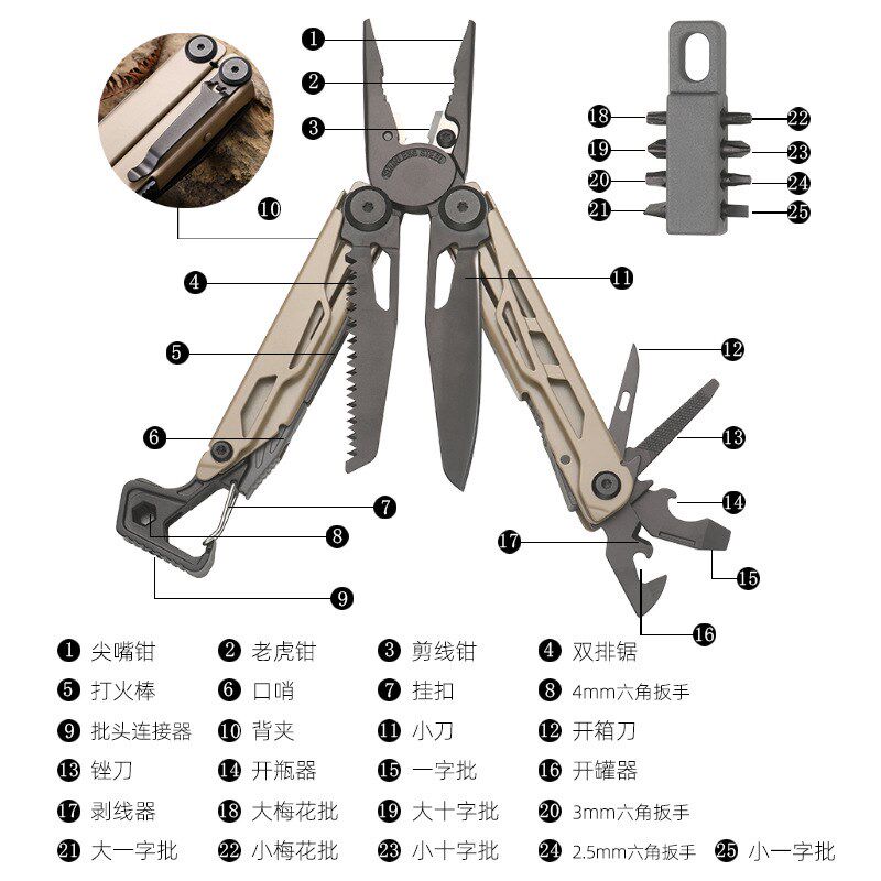 多功能钳子f野营不锈钢多用露营便携户外折叠便携式战术钳