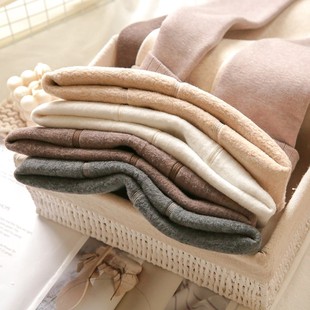 袜棉裤 D加绒连裤 冬天保暖踩脚外 女燕麦色冬季 500g加厚条纹打底裤