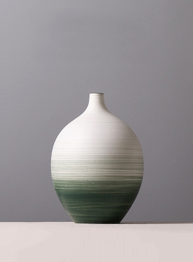 现代简约新中式i渐层绿色小口陶瓷花器桌面摆件样板间博古架装饰
