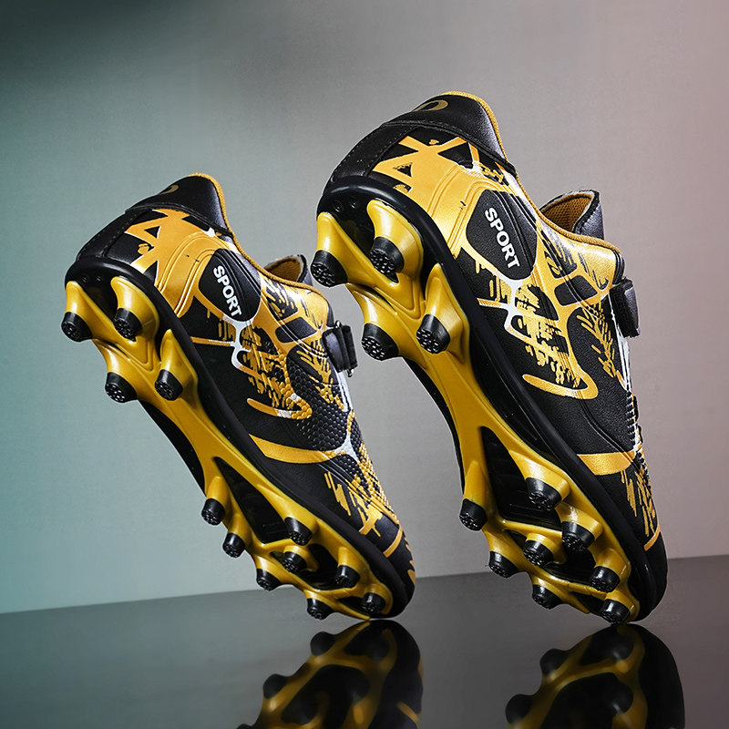 男童足球鞋2f025夏季新款TF长钉儿童魔术贴金色运动训练鞋学生球