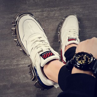 厚底增高小白鞋男款新款软面男鞋时尚百搭休闲鞋T透气潮流板鞋男