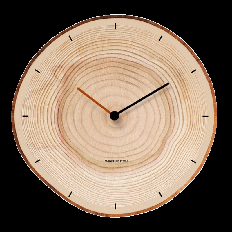 侘寂原木风客厅静音挂表免打孔年轮餐厅钟表挂钟现W代简约时钟挂