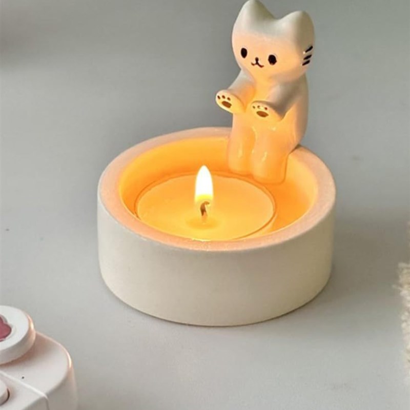 烛台摆件送女朋友闺蜜生日礼物卡通小H猫蜡烛架情人节烤手取暖装