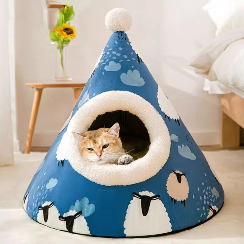 秋冬猫窝猫咪雪屋猫床猫屋半封闭式保暖狗窝狗屋狗床宠物蒙古包