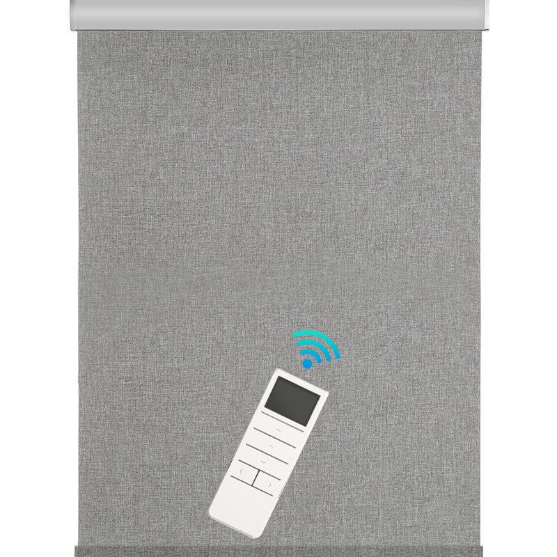美尔耐布线式电动卷帘窗帘智能A无线遥控自动升降全遮光仿亚麻定
