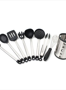 样板房厨房摆件厨具橱柜装饰锅铲硅胶G不锈钢厨具8件套装软装配饰