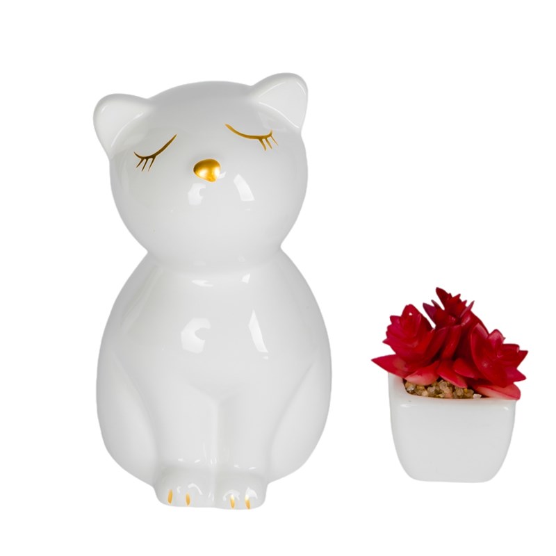 陶瓷可爱猫骨灰罐白色黑色灰色橘色宠物火化去世殡葬毛发纪念用品