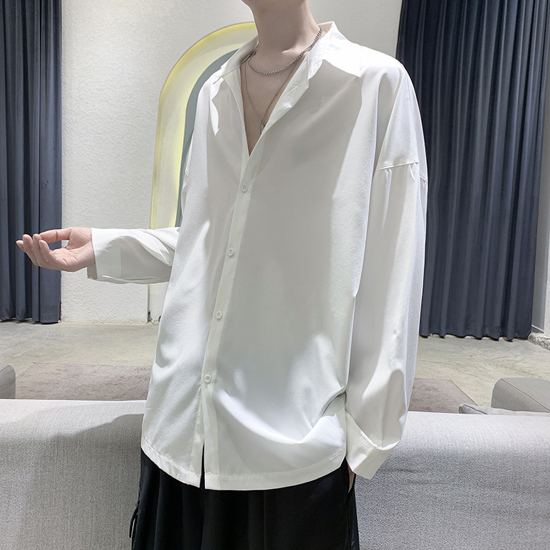 春季新款韩版长袖衬衫男t港风潮流疲帅休闲衬衣小众设计高级感寸