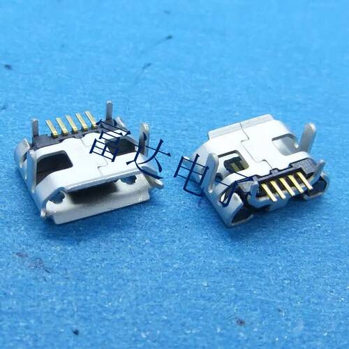 MICRO USB母座 5P迷你USB 带牛角4脚插板 三-星等手机充电插座编