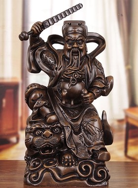 实木武财神赵公明摆件客厅商铺办公室招K财骑虎赵元帅乔迁开业供