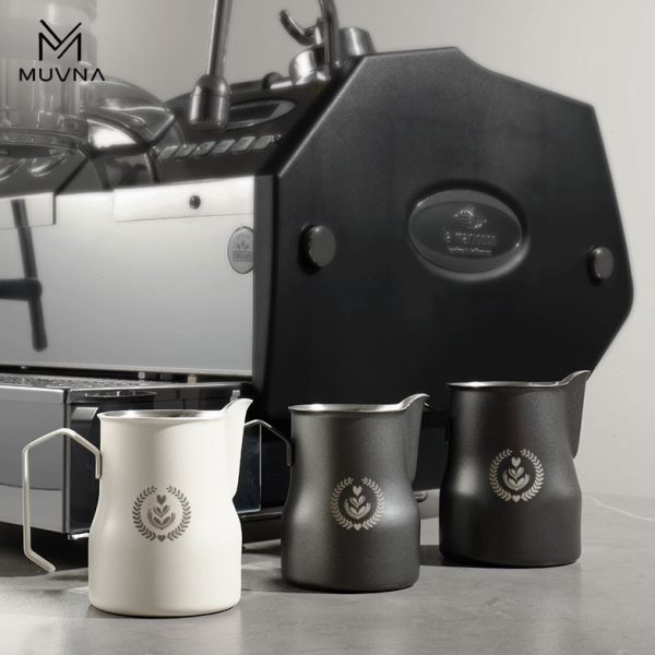 MUVNA意式咖啡打奶杯304不锈钢大肚打奶缸350/450ml拉花杯奶泡杯