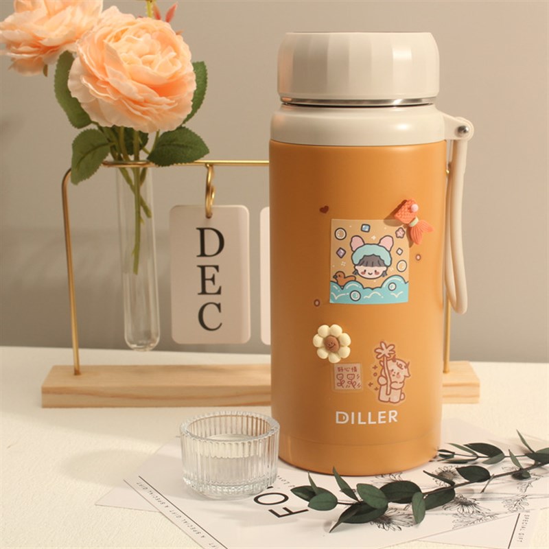 三格半大容量1L/1.2L户外保z温壶带茶滤304不锈钢简约便携保温杯