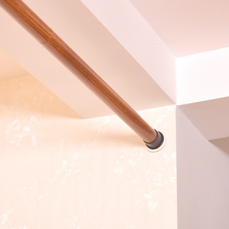 胡桃木纹免打孔可伸缩卧室窗帘杆加D粗加厚卫生间晾衣杆浴室浴帘