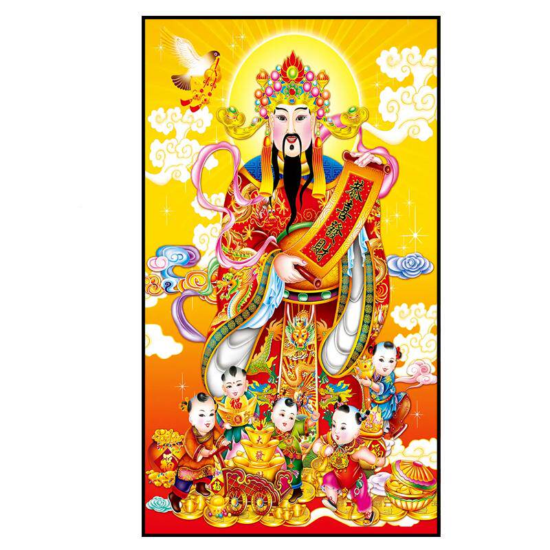 网红202节财春神挂画财神爷墙画壁画财业神到客厅2装饰画爷店铺开