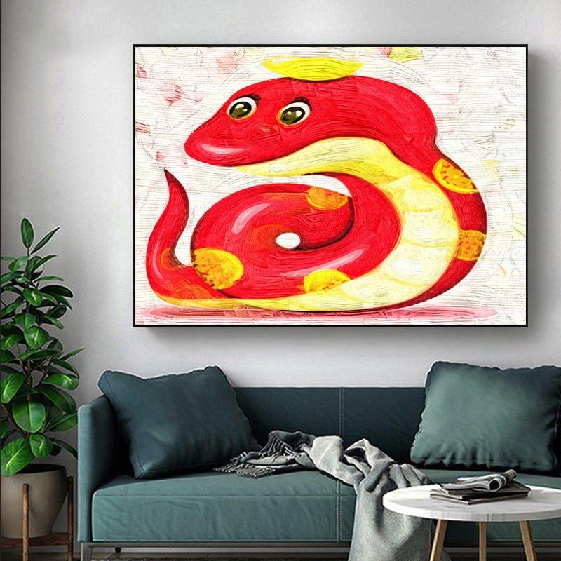 蛇挂画 卧室挂画背q景墙玄关装饰品室内简约壁画蛇装饰画