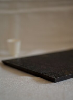 山隐造物黑胡桃托盘手p工木作茶台整木雕刻木底座工艺品底托摆件